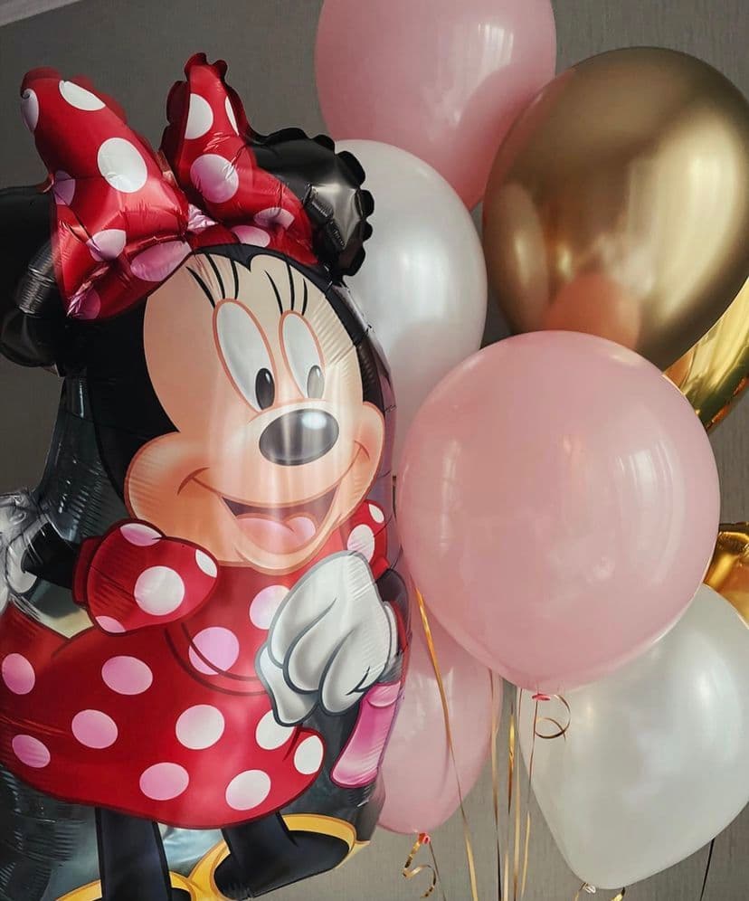 Minnie Mouse Character Balloon Bouquet — Pink & Gold