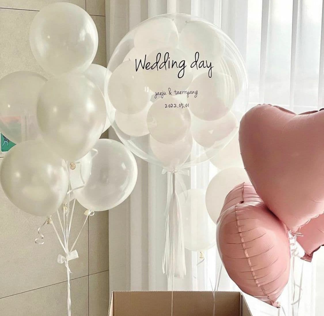 Wedding Day Celebration Balloons — Blush & Hearts