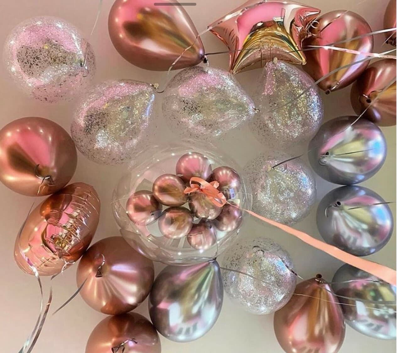 Wedding Day Bubble Balloon Set — White & Silver